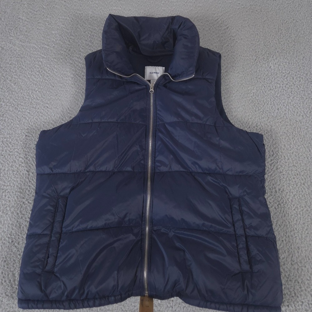 Old Navy Vest Womens L Navy Frost-Free Puffer Full Zip Lightweight Fleece Casual